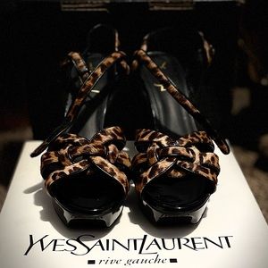 Vintage YSL Never Worn Tribute Sandal Heel Cheetah Print